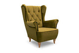 mb-moebel Fauteuil à Oreilles Fauteuil TV Relax Fauteuil d'allaitement pour Chambre, Salon ou Chambre de bébé - Velours - 124x75x85cm - VIVALDO (Olive)
