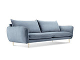 Canapé Velours, Florence, 4 Places, Bleu, 230x92x95