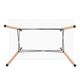 IPOTIUS Table Rectangulaire Salle à Manger en Verre Scandinave 4 à 6 Personnes Table de Cuisine Moderne avec Pieds en Bois et Cadre en Métal,110x70X75cm