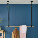 MOB-IN Kit penderie Suspendue Effet Cuir - Barre Portant Dressing sous Plafond 1 m + Lanière Ceinture Simili Cuir - VIKY