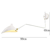 Simple Style Bras De Oscillation Applique Murale Avec Ombre De Dôme Mont Mural Applique Murale Pour Couloir Foyer Chambre à Manger Lampe Murale Câblé Avec On-éteindre L'interrupteu-Blanc 99x40cm