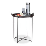 Relaxdays 10020503  Table d'appoint HxlxP: 54,5 x 45 x 45 cm petite table de service plateau amovible déco métal table cocktail table pliante, Marron