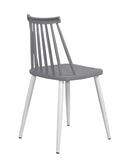 KAYELLES Lot de 2 chaises de Cuisine bistrot à barreaux BAO (Gris Blanc)