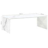 Tidyard Table Basse Blanc Marbre Table Basse de Style Moderne 98 x 45 x 31 cm Verre incassable