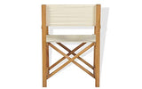 Chaise de metteur en scène en bois massif Teak, pliable, pour enregistrement de terrasse, extérieur, agritourisme, restaurant, marron et crème, 58 x 53 x 85 cm