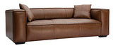 Miliboo Canapé Vintage 3 Places Cuir Marron et Bois Noir Cobain