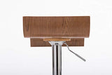 Tabouret de Bar WOOD, Réglable en Hauteur avec Repose-pied, Assise en Bois, Hauteur Assise 57-78 cm, Chaise Bar Pivotante sur 360°, Pièt, Couleur:noyer