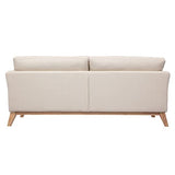 Miliboo Canapé scandinave déhoussable 3 Places en Tissu Beige et Bois Clair Oslo