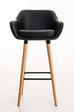 CLP Tabouret de Bar Grant Similicuir - Chaise Haute de Bar Confortable Design Scandinave - Tabouret de Bar Industriel avec Dossier et Accoudoir - Couleur: Noir