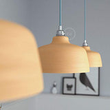 Suspension fabriquée en Italie avec câble Textile, Abat-Jour Coupe en céramique et Finition en métal - sans Ampoule, Terracotta à Rayures -