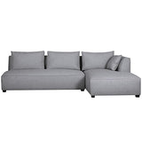 Miliboo Canapé d'angle Droit modulable avec chauffeuse Double en Tissu Gris Clair PLURIEL
