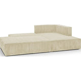 HOMIFAB Canapé d'angle à Droite Convertible 3 Places avec Coffre en Velours côtelé Beige - Barani