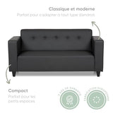 BUDWING Pedro Canapé Salon ou Chambre 3 Places o 2 Places Petit Droit Capitonné 3 Places Petit Prix Simili Cuir Décoration Maison 170 x 80 x 80