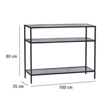 WENKO Console Meuble Style Industriel, Petite Console étroite, Meuble entrée - Bureau d'appoint, 3 Plateaux de Rangement, métal - MDF, L100xH80xL35 cm, Noir