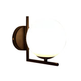 ZTTECH Applique Murale Boule en Verre Blanc, Globe en Verre Blanc avec Applique Murale à Base Noir pour Chevet (Noir)