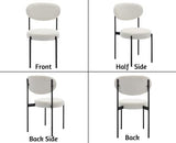 Wahson Lot de 2 Chaise Salle à Manger en Peluche Chaise de Cuisine Moderne Rembourré avec Pieds en Métal, Chaise de Salon pour Cuisine/Restaurant, Blanc