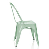 hjh OFFICE 645040 Chaise en métal bistro VANTAGGIO BRUSH vert pastel mat, design Industriel, empilable