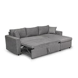 Loungitude - Canapé d'angle réversible, convertible en microfibre avec coffre - Gris - 3 Places