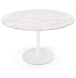 Alterego Table à dîner Ronde 'WITNEY' en marbre et métal Blanc - Ø 120 cm