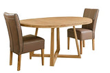 Nordic Story Moby Table de salle à manger extensible ronde en chêne massif avec pieds croisés Style moderne scandinave 4-8 personnes 120-160 x 120 x 75 cm Naturel