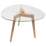 HOME DECO FACTORY HD3212 Tables Gigognes Verre Trempe Transparent Resistant Galet Bois Deco Moderne Salon, 60 x 45 x 43 cm