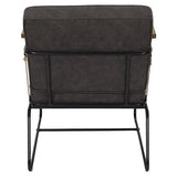 HOME DECO FACTORY HD7163 Fauteuil Assise Siege Salon Pieds, Métal, Marron-Noir-Bois, 63x79x73cm