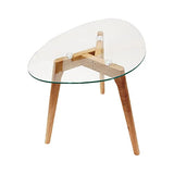 HOME DECO FACTORY HD3212 Tables Gigognes Verre Trempe Transparent Resistant Galet Bois Deco Moderne Salon, 60 x 45 x 43 cm