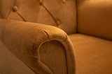 E-MEUBLES Fauteuil en 1 Place en Tissu Fixe, Fauteuil tapissé avec Oreilles et accoudoirs - VIVALDO (Jaune)