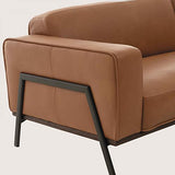 Oviala Canapé en Cuir 4 Places Camel
