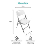 SKYLANTERN Lot 4 Chaise Pliable Blanches 44x46x50 cm - 4X Chaise Pliante Noire Robuste - Lot de 4 Chaise Pliante Confortable Pratique pour Jardin, Mariage, Camping