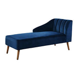 PAULINE Meridienne - Tissu velours bleu - Scandinave - L 154 x P 68 cm
