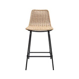 Tabourets de Bar Îlot Central Rotin et Métal - Coloris Naturel Bali | Lot de 2