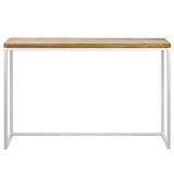 Table d'entree Console iCub Big Wood industriel vintage bois 3cm et métal Blanc 100x30cm. 80cm haute