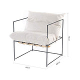 BESTSOON Canapé Chaise Fer Moderne Lounge Chair Arm for Le Salon, Chambre, Club, Bureau Rouge Blanc Salon Chambre Balcon Fauteuil Étude (Color : White, Size : 68x68x73cm)