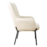 Happy Garden Fauteuil EIRA, en Tissu Bouclette écru, Effet Peau de Mouton, piétement en métal