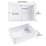 Évier de cuisine réversible de 76,2 cm - En céramique blanche - Avec filtres et grilles inférieures