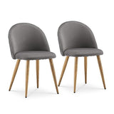 TUKAILAI Lot de 2 Fauteuil Chaise de Salle à Manger Velours Gris Chaise de Bureau Ergonomique Pieds Métal avec Finition en Bois Gris