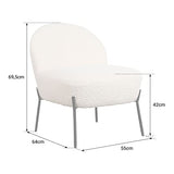 Happy Garden Chaise HELMI, Fauteuil d'appoint, Tissu Bouclette écru, Effet Peau de Mouton, piétement en métal