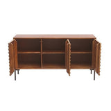 Miliboo Buffet en Bois foncé manguier Massif et métal Noir 3 Portes L140 cm Onda