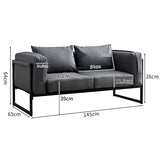 CLIPOP Fauteuil 2 places de style industriel en similicuir gris avec cadre en métal et coussins, petit canapé rembourré pour salon, salle à manger, chambre à coucher, bureau