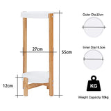 unho Porte Plante en Bambou, Etagère Plantes à 2 Niveaux Cache Pot sur Pied Plante Intérieur Lot de 2 Support Plantes Extérieur pour Salon Balcon Jardin Bureau, Blanc Charge Maximale 10kg*2