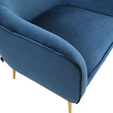 Fauteuil de salon | Fauteuil moderne en velours | Fauteuil de relaxation pour chambre | Chaise longue et cocktail | Fauteuil de lecture confortable, fauteuil capitonné Ralph par JD Elegance, bleue