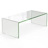 GOPLUS Table Basse Verre Trempé, Table de Salon d’Appoint Moderne Minimaliste sans Assemblage, pour Salon, Chambre, Appartement 108X50X35 CM
