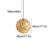 KAIKEA Suspension en bois, luminaire sphérique à 1 lumière, suspension tissée, finition de couleur bois, suspension à boule, plafonnier suspendu pour patio, couloir, cuisine, îlot, chambre, salle à ma