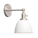Applique murale industrielle Phansthy avec interrupteur marche-arrêt, applique murale rétro avec abat-jour en métal dôme, éclairage intérieur E27 pour cuisine chambre salon (blanc)