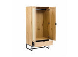 Deco In Paris Armoire penderie 2 Portes 1 tiroir en Bois métal et cannage TULLIO 80x56x172
