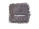 Housse de coussin en peau de mouton de Mongolie, Laine, gris, 40 x 40