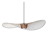 YUXN Suspensions Lustre Vintage Salon Lampe Simple Creative (Hauteur De La Lumière Réglable), Bande De Tissu De Fibre De Verre De Salon + Conception De Chapeau en Fer Forgé，E27 Max 40W Brown 120cm