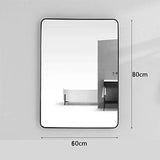 miroir rond noir metal 50 cm 60cm 70 cm 80 cm Miroir mural Rectangle, cadre en métal noir, miroirs suspendus décoratifs pour salon, chambre à coucher, panneau de verre coin arrondi miroir maquillage