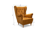 E-MEUBLES Fauteuil en 1 Place en Tissu Fixe, Fauteuil tapissé avec Oreilles et accoudoirs - VIVALDO (Jaune)
